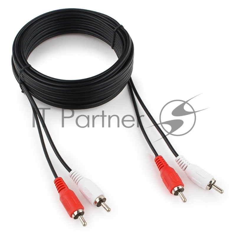 Кабель аудио Cablexpert CCA-2R2R-5M-N, 2xRCA/2xRCA, 5м, черный, пакет
