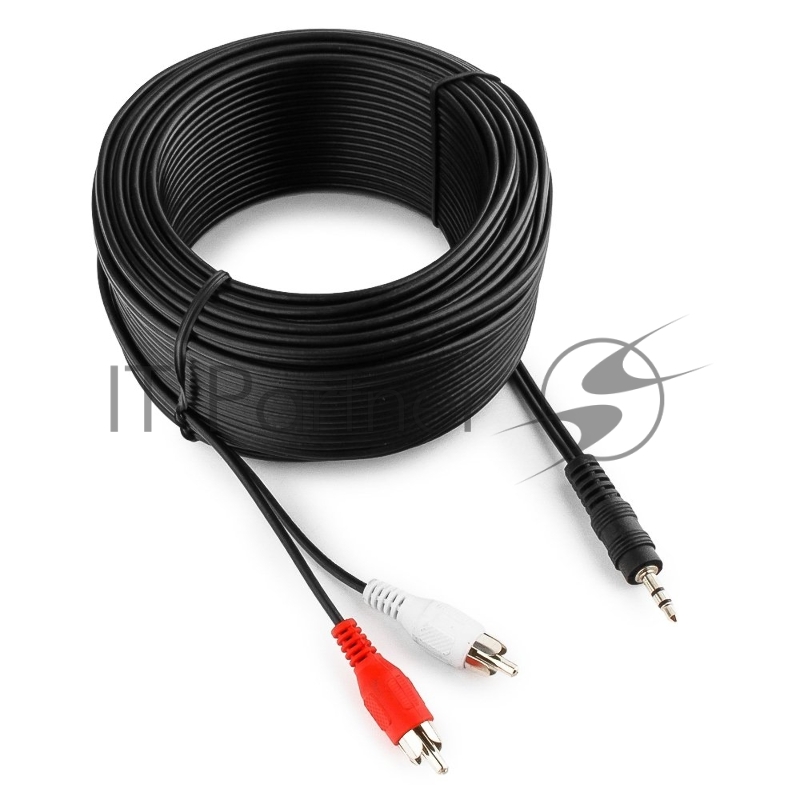 Кабель аудио Cablexpert CCA-458-20M-N, Jack 3.5(M)/2xRCA, 20м, черный, пакет