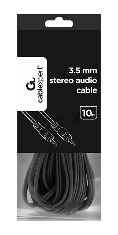 Кабель аудио Cablexpert CCA-404-10M-N, Jack 3.5(M)/Jack 3.5(M), 3pin, 10м, черный, пакет