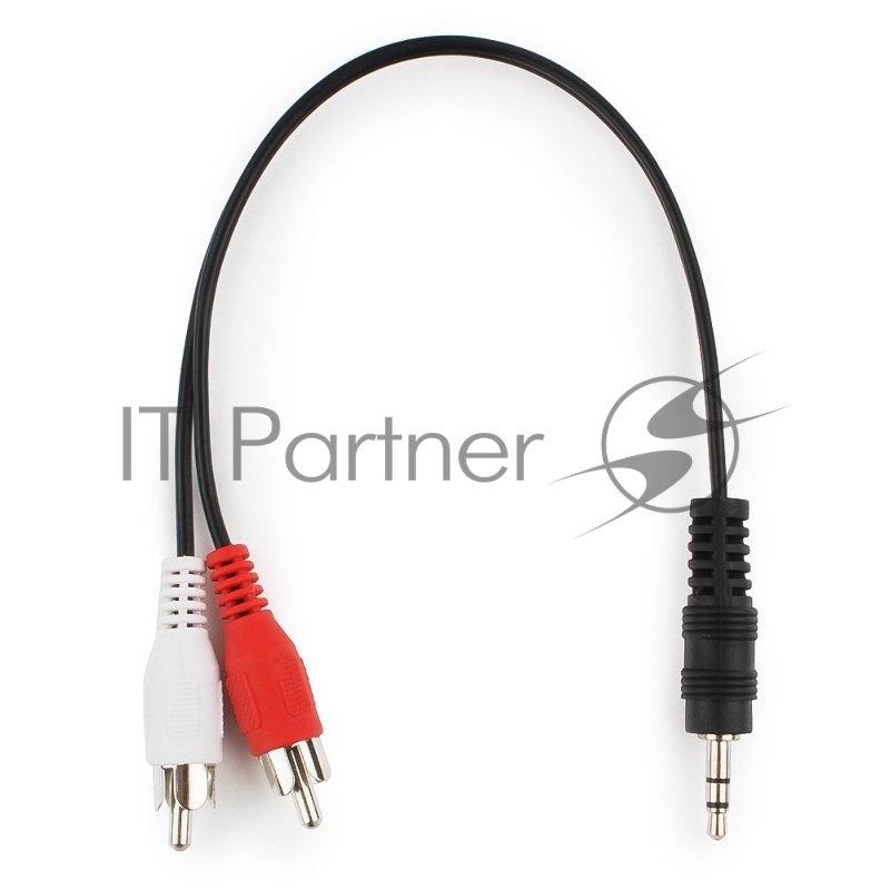 Кабель аудио Cablexpert CCA-458-0.2M-N, Jack 3.5(M)/2xRCA, 0.2м, черный, пакет