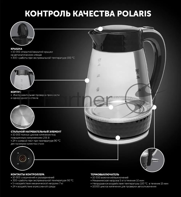 Чайник Polaris PWK-1704-СGL черный