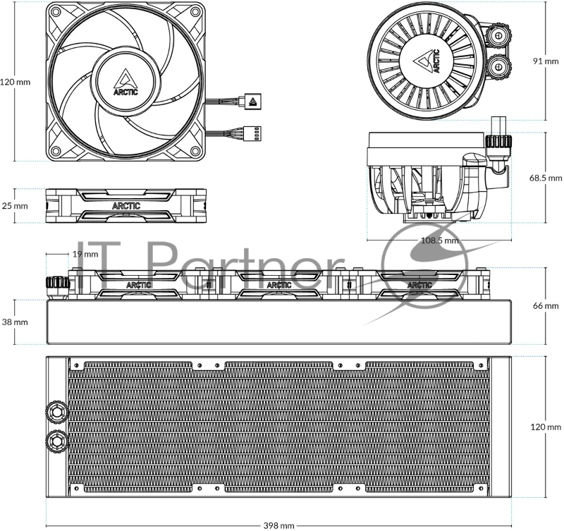 Система жидкостного охлаждения Arctic Cooling Liquid Freezer III Pro 360 ARGB черный ACFRE00184A