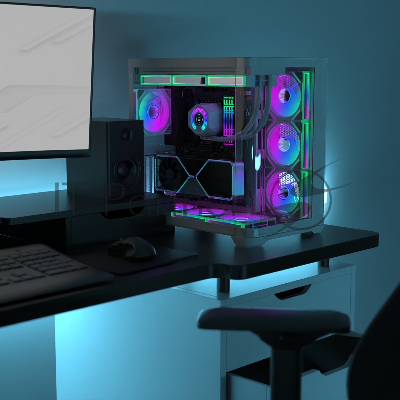 Корпус без блока питания/ Case Raijintek ATREUS BT4, Midi-Tower, TG, 4x120mm ARGB, 2xUSB-A 3.0 + 1xUSB Type-C , E-ATX, ATX, mATX, mITX Black