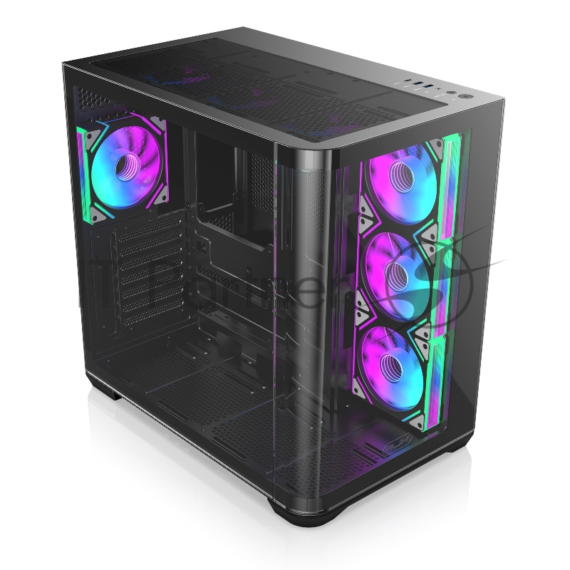 Корпус без блока питания/ Case Raijintek ATREUS BT7, Midi-Tower, TG, 7x120mm ARGB, 2xUSB-A 3.0 + 1xUSB Type-C , E-ATX, ATX, mATX, mITX Black