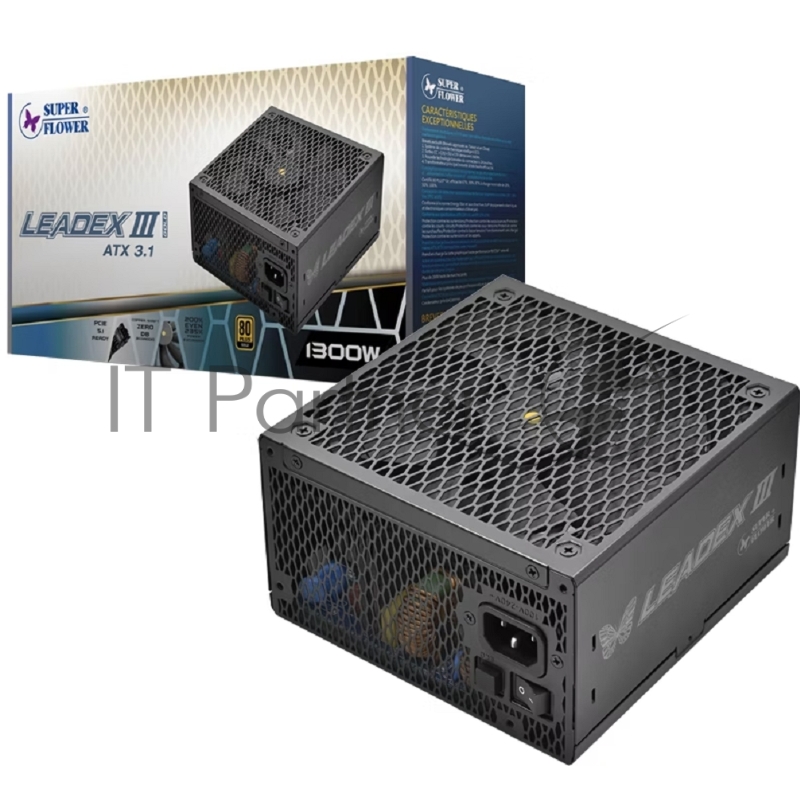 блок питания 1300 Ватт/ Power Supply Super Flower Leadex III Gold, 1300W, ATX 3.1, 140mm, 8xSATA, 4xPCI-E(6+2), 1x12VHPWR(12+4), APFC, 80+ Gold, Full Modular