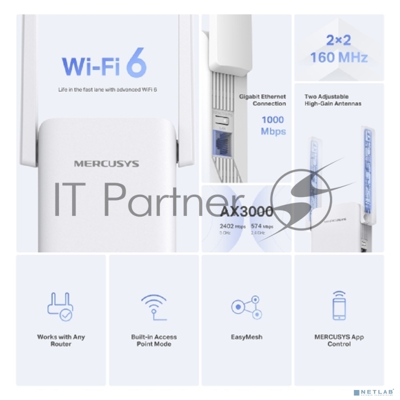 Усилитель Wi-Fi сигнала Mercusys ME80X AX3000