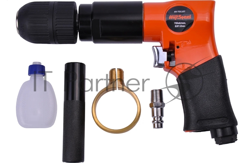 Дрель прямая Av Steel AV-701107 114л/мин патр.:быстрозажимной оранжевый/черный