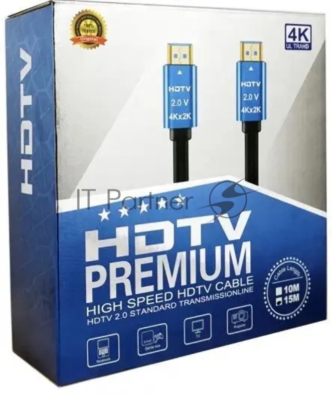 Кабель аудио-видео Premier 11238 HDMI (m)/HDMI (m) 15м. позолоч.конт. черный