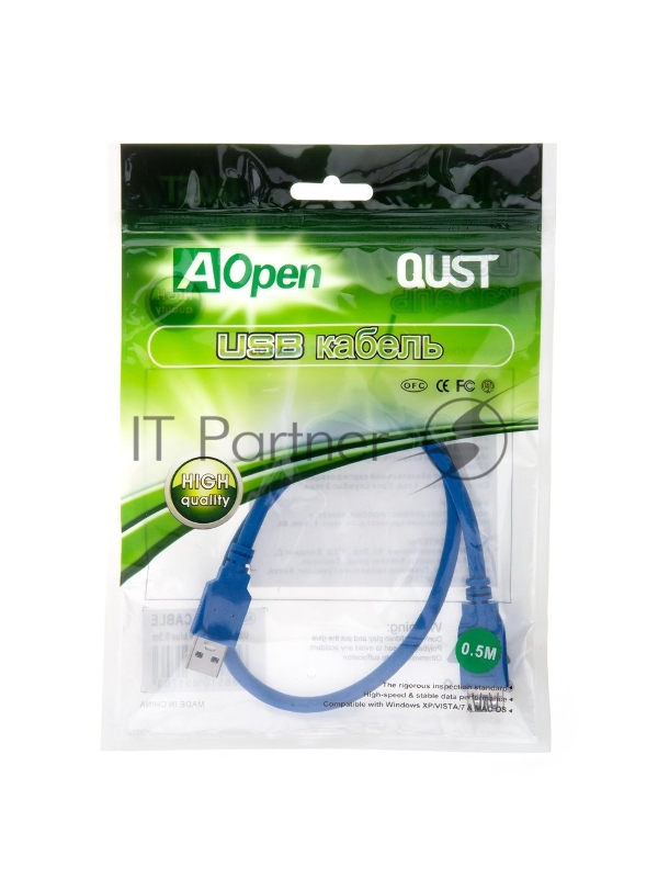 Кабель/ Кабель удлинительный USB3.0 Am-Af 0,5m Aopen (ACU302-0.5M)