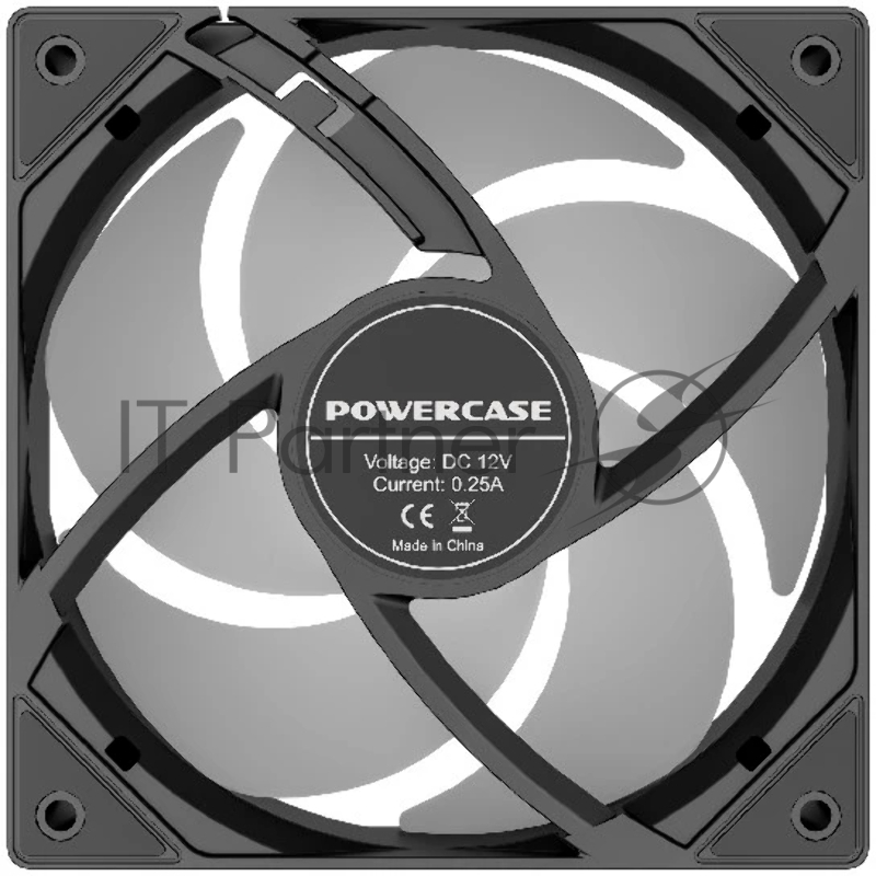 Powercase Вентилятор (M53-12 ARGB) Black 120x120x25mm (PWM, 100шт./кор, 4pin PWM (M+F)+ 3pin ARGB (M+F), 600-1800±10% об/мин) Bulk