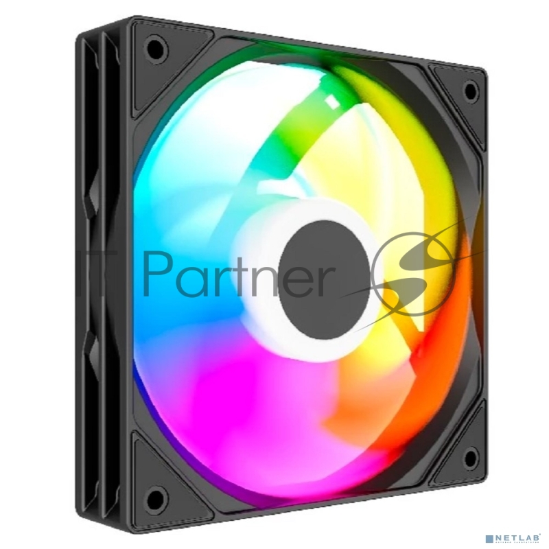 Powercase Вентилятор (M53-12 ARGB) Black 120x120x25mm (PWM, 100шт./кор, 4pin PWM (M+F)+ 3pin ARGB (M+F), 600-1800±10% об/мин) Bulk