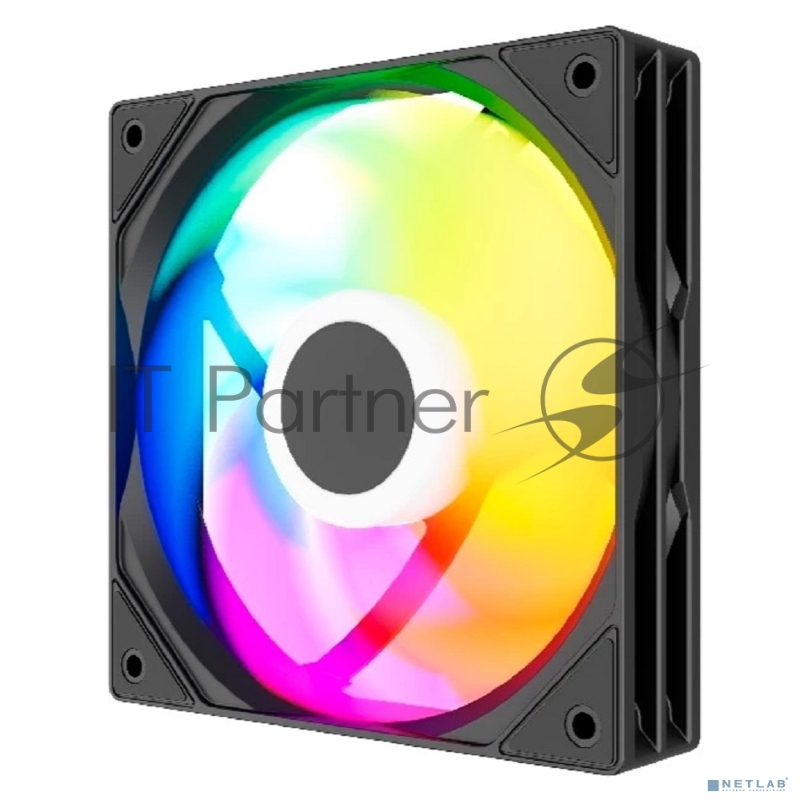 Powercase Вентилятор (M53-12 ARGB) Black 120x120x25mm (PWM, 100шт./кор, 4pin PWM (M+F)+ 3pin ARGB (M+F), 600-1800±10% об/мин) Bulk