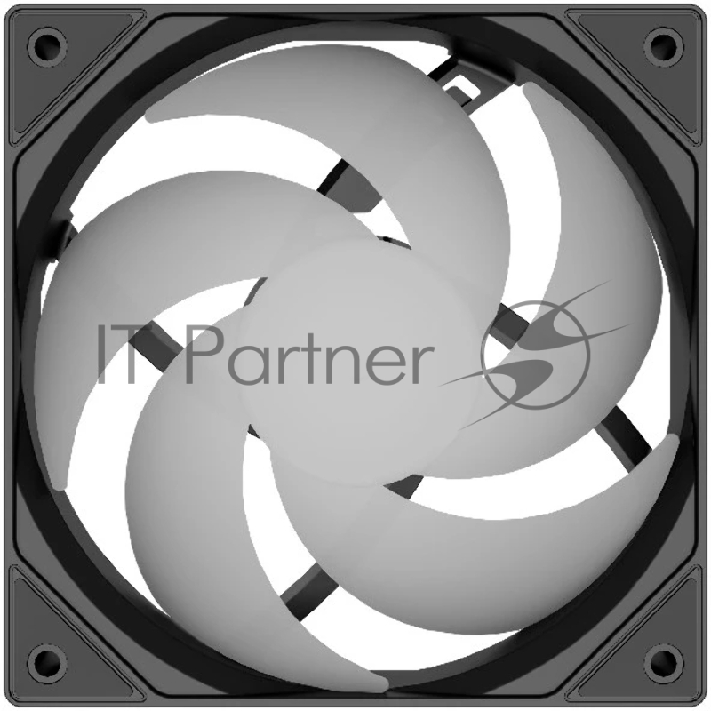 Powercase Вентилятор (M53-12 ARGB) Black 120x120x25mm (PWM, 100шт./кор, 4pin PWM (M+F)+ 3pin ARGB (M+F), 600-1800±10% об/мин) Bulk