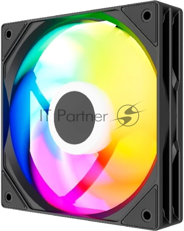 Powercase Вентилятор (M53-12 ARGB) Black 120x120x25mm (PWM, 100шт./кор, 4pin PWM (M+F)+ 3pin ARGB (M+F), 600-1800±10% об/мин) Bulk