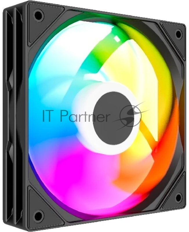 Powercase Вентилятор (M53-12 ARGB) Black 120x120x25mm (PWM, 100шт./кор, 4pin PWM (M+F)+ 3pin ARGB (M+F), 600-1800±10% об/мин) Bulk