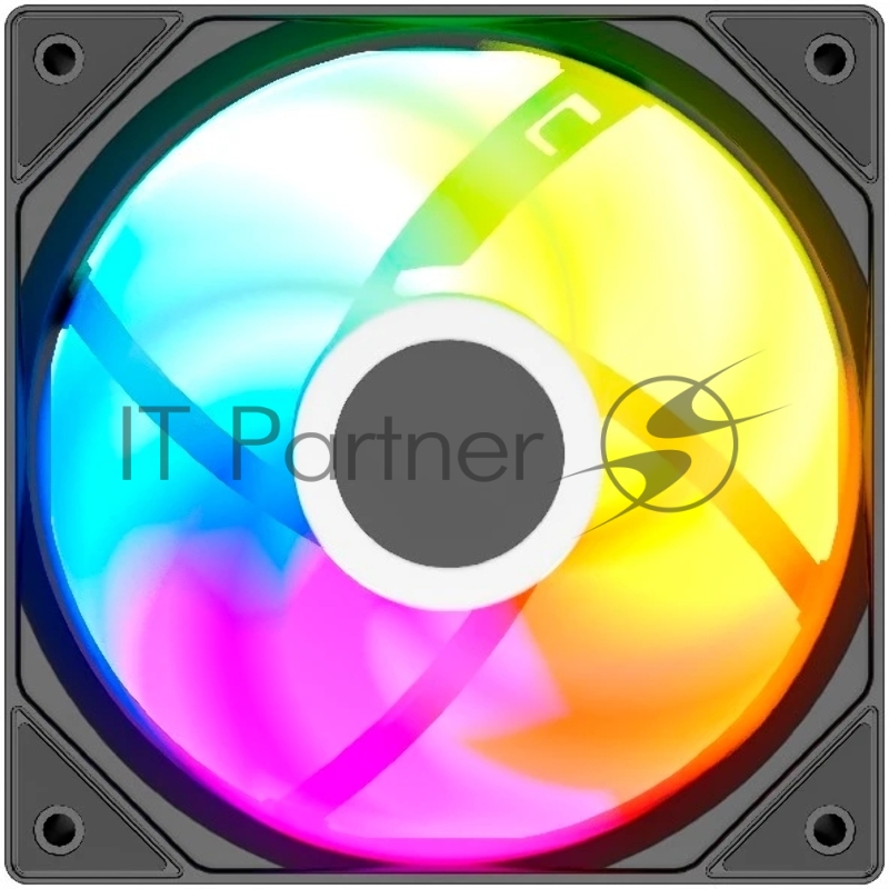 Powercase Вентилятор (M53-12 ARGB) Black 120x120x25mm (PWM, 100шт./кор, 4pin PWM (M+F)+ 3pin ARGB (M+F), 600-1800±10% об/мин) Bulk