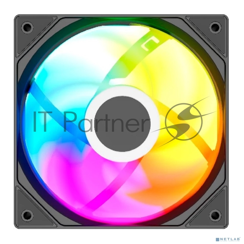 Powercase Вентилятор (M53-12 ARGB) Black 120x120x25mm (PWM, 100шт./кор, 4pin PWM (M+F)+ 3pin ARGB (M+F), 600-1800±10% об/мин) Bulk