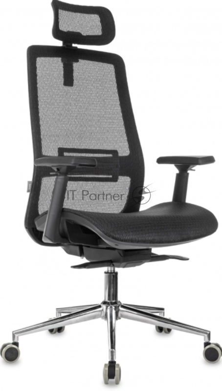 Кресло руководителя Бюрократ MC-912-H черный, сетка с подголов. крестов. металл хром