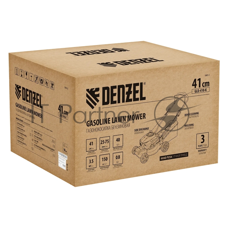 Газонокосилка бензиновая GLD-410-K, 150 см3, 41 см, 40 л Denzel