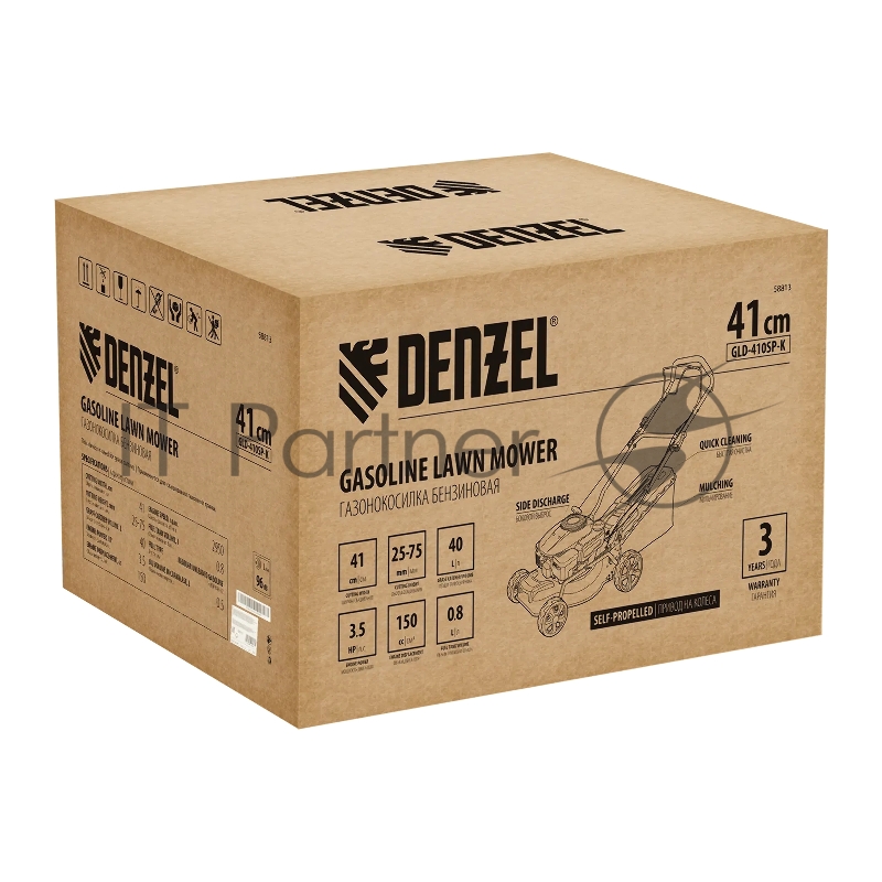 Газонокосилка бензиновая GLD-410SP-K, 150 см3, 41 см, привод, 40 л Denzel