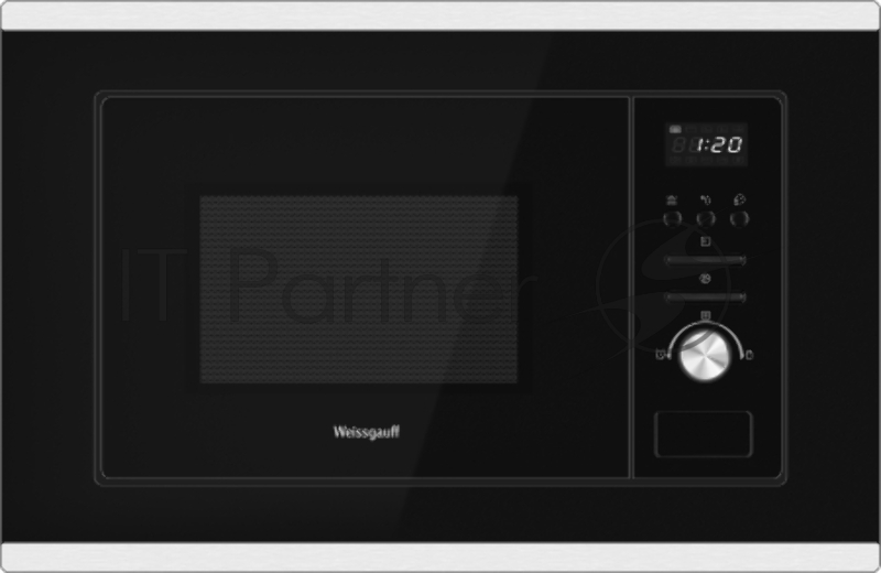 Микроволновая печь встраиваемая Weissgauff BMWO-207 Grill черный/нержавеющая сталь, 20 л, 800 Вт