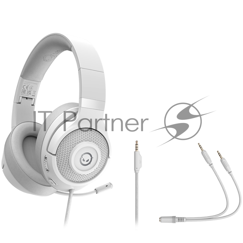 Игровая гарнитура LORGAR Noah 101, Gaming headset with microphone, 3.5mm jack connection, cable length 2m, foldable design, PU leather ear pads, size: 185*195*80mm, 0.245kg, white. (LRGGHS101W)