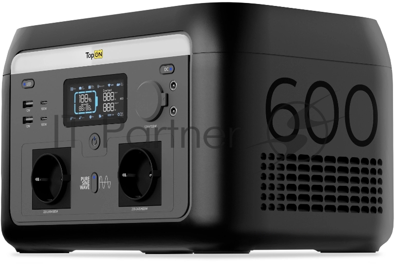 Электростанция портативная TopON Home TOP-H600 160000mAh 3A QC3.0/PD3.0 4xUSB черный/серый (103761)