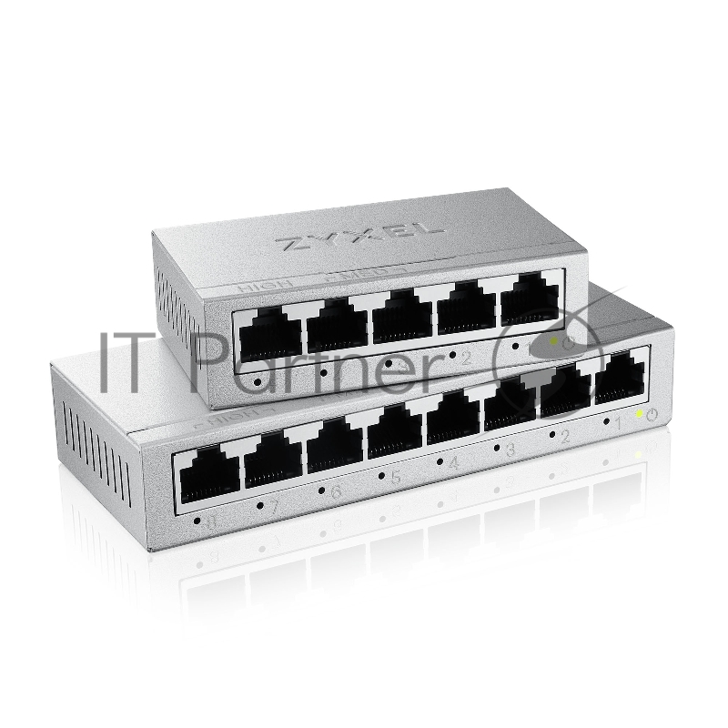 Коммутатор Zyxel GS-108B v5, 8 портов 1000 Мбит/с, настольный, металлический корпус