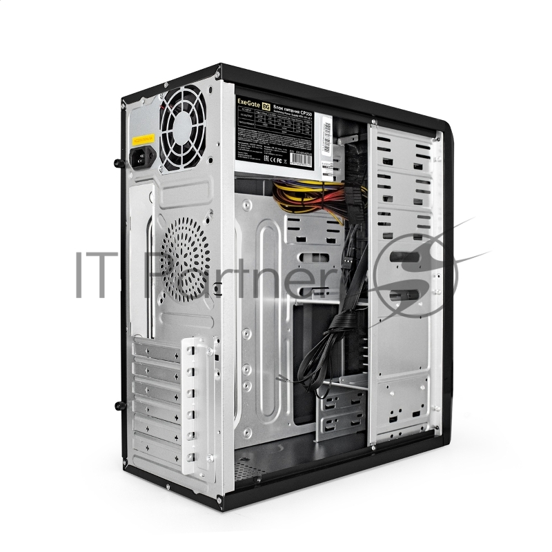 Корпус Miditower ExeGate CP-601-UNS350 (ATX, БП UNS350 с вент. 12см, 2*USB, аудио, черный)