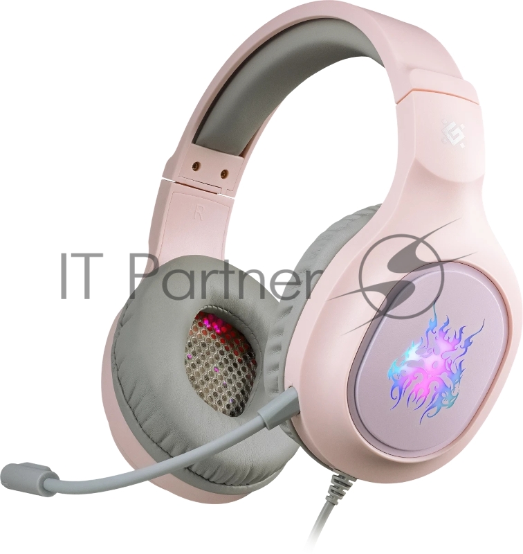 Гарнитура игровая DEFENDER (64481) Fury розовый, LED, провод 2 м