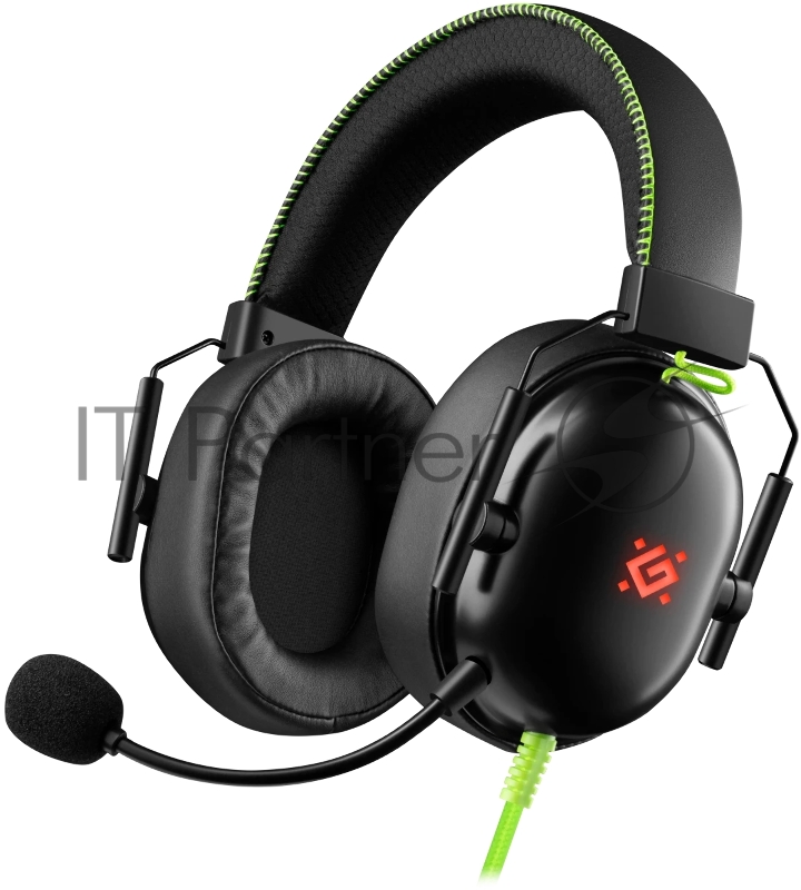 Гарнитура игровая DEFENDER (64552) Toxic черный, 7.1, LED, провод 2 м