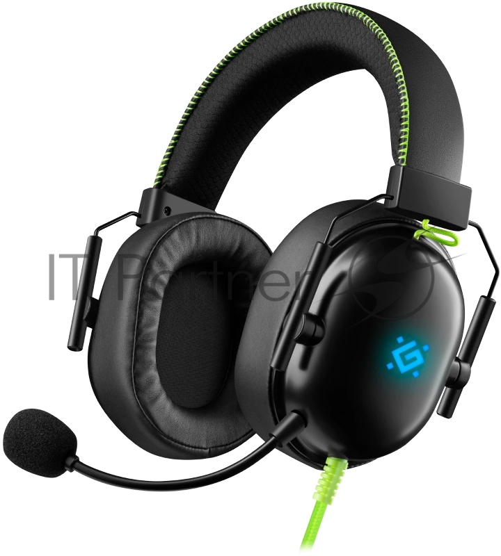 Гарнитура игровая DEFENDER (64552) Toxic черный, 7.1, LED, провод 2 м