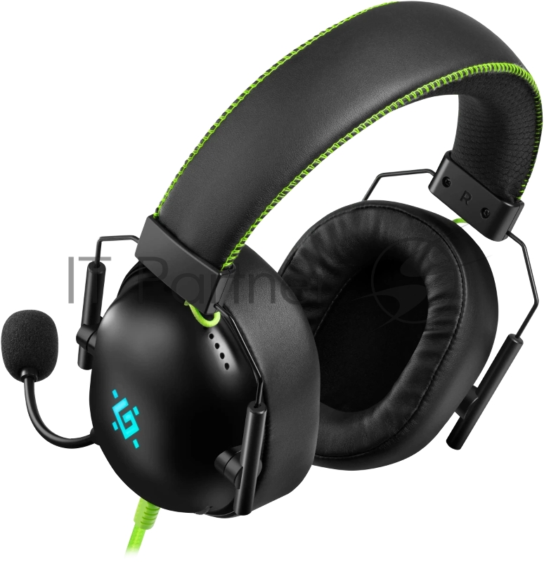 Гарнитура игровая DEFENDER (64552) Toxic черный, 7.1, LED, провод 2 м