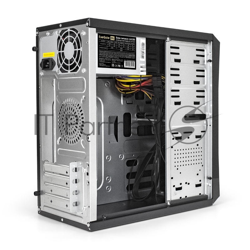 Корпус Minitower ExeGate BA-201-UNS350 (mATX, БП UNS350 с вент. 12см, 2*USB, аудио, черный)