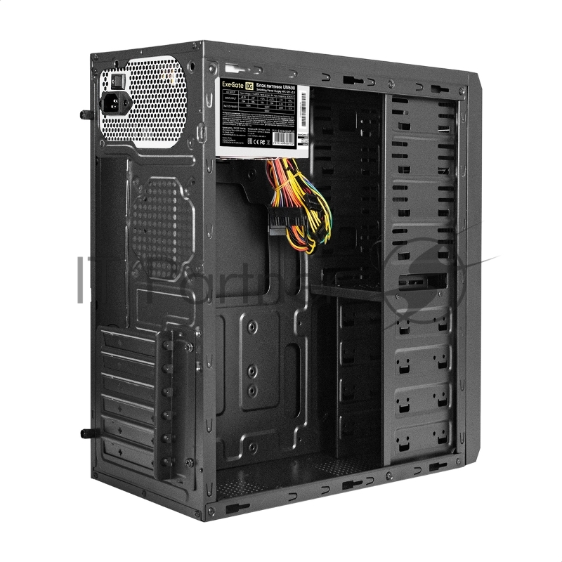Корпус Miditower ExeGate UN-605B-UNS500 (ATX, БП UNS500 с вент. 12см, 2*USB, аудио, блокировка, черный)