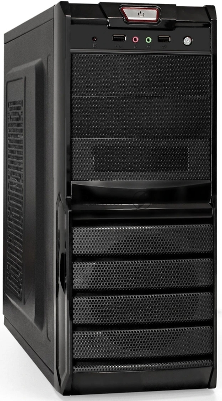 Корпус Miditower ExeGate XP-329S-UNS350 (ATX, БП UNS350 с вент. 12см, 2*USB, аудио, черный)