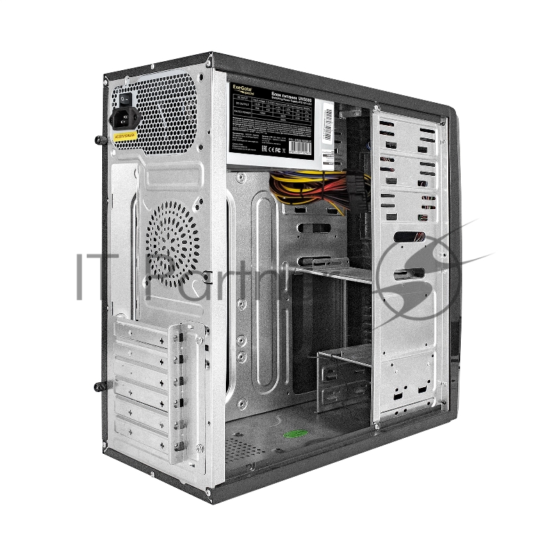 Корпус Miditower ExeGate CP-604-UNS500 (ATX, БП UNS500 с вент. 12см, 2*USB, аудио, черный)