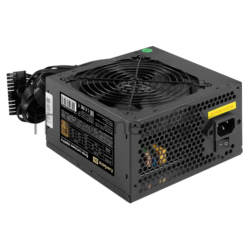 Блок питания 450W ExeGate 80 PLUS® Bronze 450PPH (ATX, APFC, КПД 88% (80 PLUS Bronze), 12cm fan, 24pin, (4+4)pin, 2xPCI-E, 3xSATA, 3xIDE, black, Color Box)