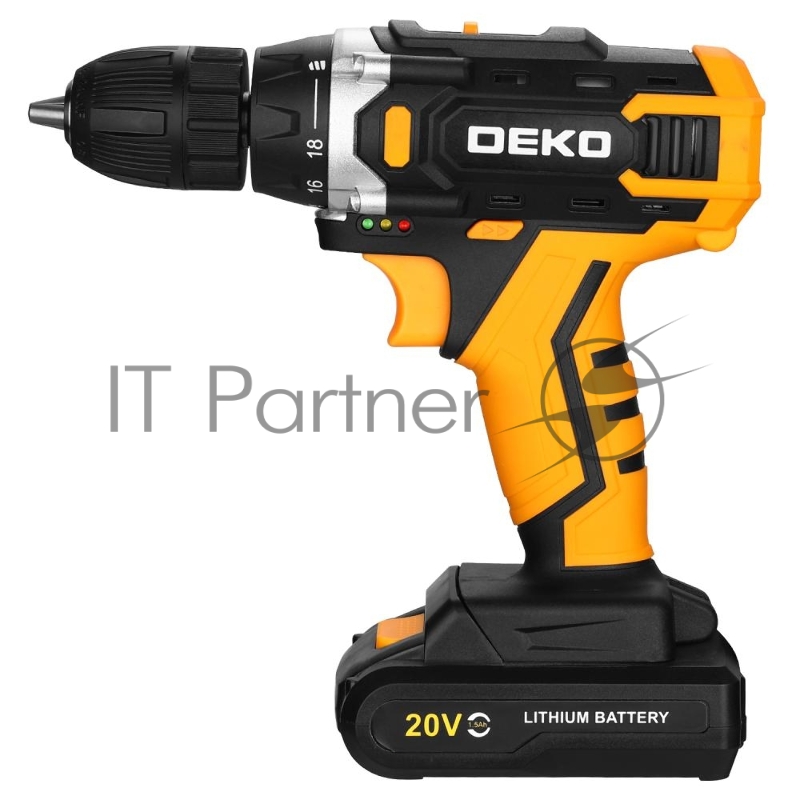 Аккумуляторная дрель-шуруповерт DEKO Banger 20V ONE +, 20В, 1x1.5Ач
