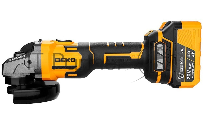 Углошлифовальная машина бесщеточная DEKO DKAG-125, 20В, 1*4.0Ач