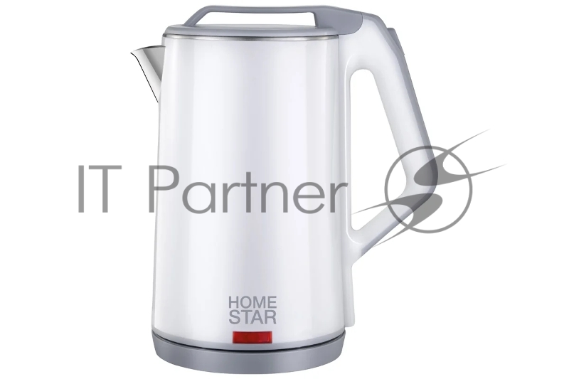 Чайник электрический HOMESTAR HS-1036 1,8л, нержавейка+пластик, белый, двойной корпус (12)
