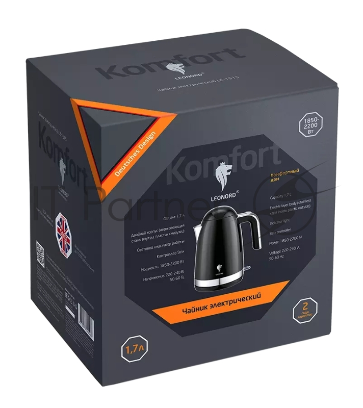 Чайник электрический LEONORD LE-1515 (1,7 л) чёрный (107160)