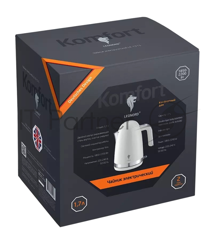 Чайник электрический LEONORD LE-1515 (1,7 л) кремовый (107161)