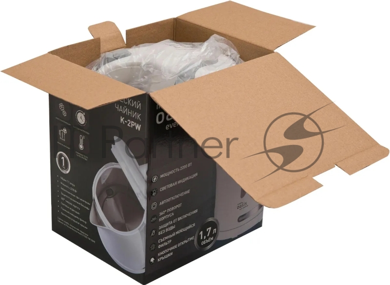 Чайник электрический Oasis K-2PW 1.7л. 2200Вт белый корпус: пластик