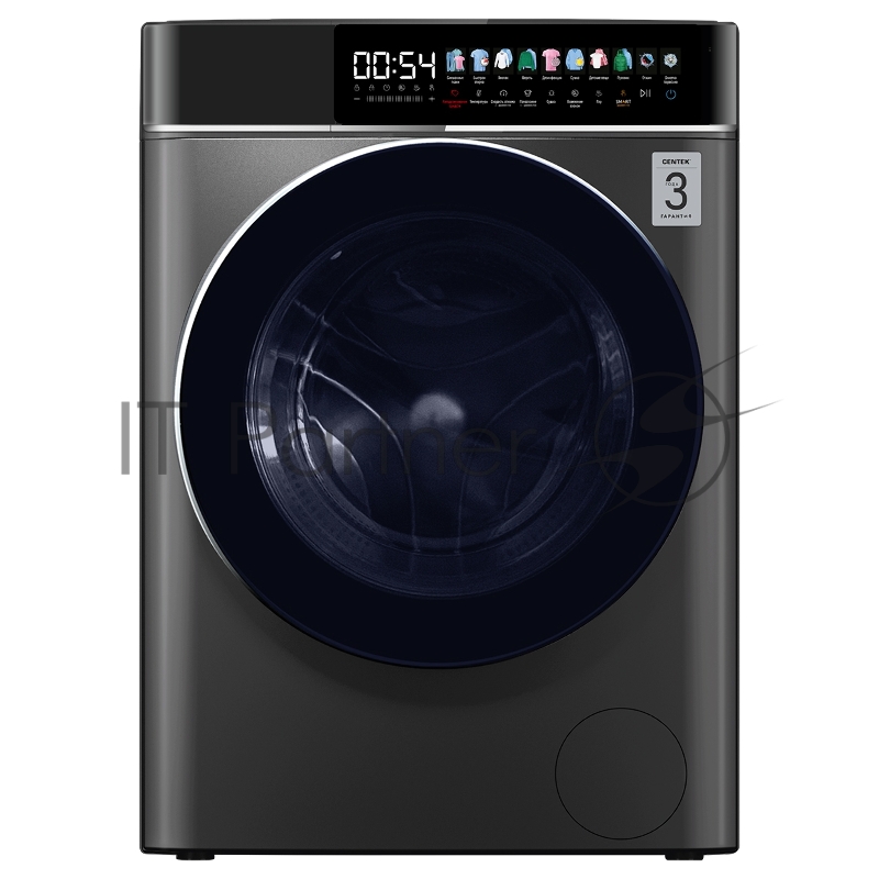 Стиральная машина с сушкой CENTEK CT-1948 серый, загрузка фронтальная 10 кг, 1400 об/мин, Класс А+++