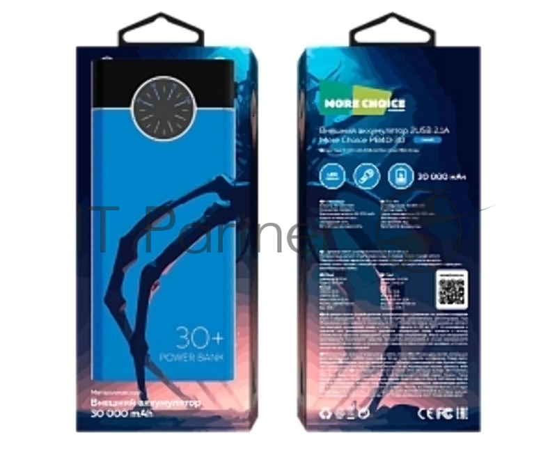 Мобильный аккумулятор More choice (4610196406775) PB40-30 30000mAh Blue