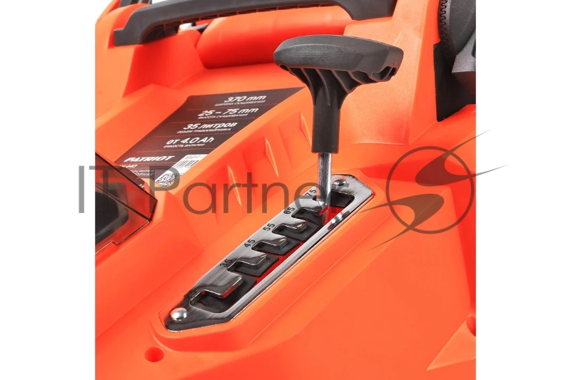 Газонокосилка аккумуляторная PATRIOT CM 440 2*21В UES, без акб и зу, бесщеточ, 37см, трав 35л пласт+мульчирование, центр. подъём 6 уровней (25-75), пласт дека
