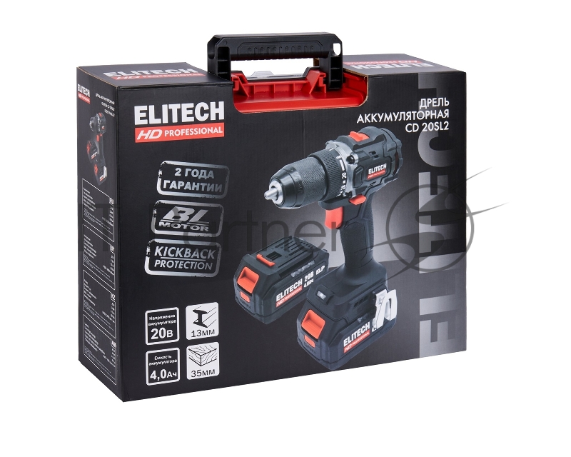 Дрель-шуруповерт Elitech CD 20SL2 (E2201.040.02) 80Вт аккум. патрон:быстрозажимной (кейс в комплекте) (205718)