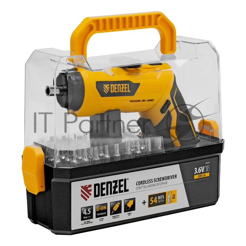 Отвертка аккумуляторная CSH-3.6, 54 биты, Li-Ion, 3,6 В// Denzel