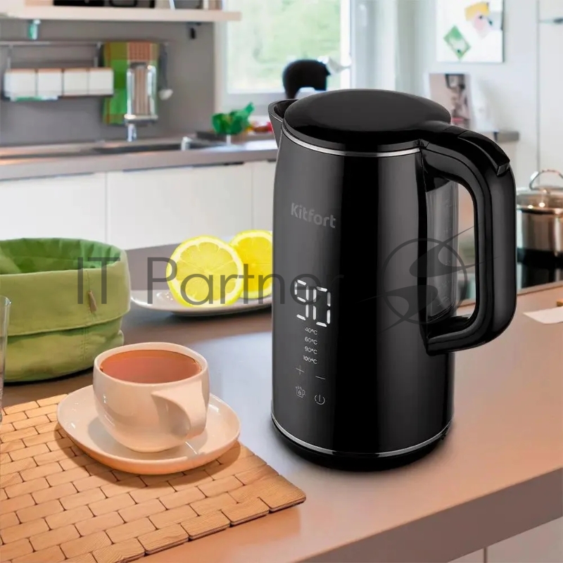 Чайник электрический Kitfort КТ-6131 1.7л. 2200Вт черный корпус: металл/пластик